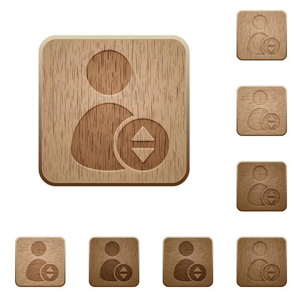 Move user account wooden buttons — Stock Vector