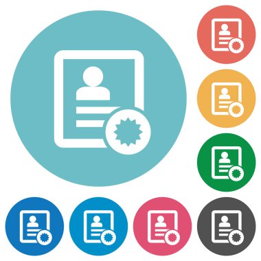 Sertifikalı kişi düz yuvarlak simgeler