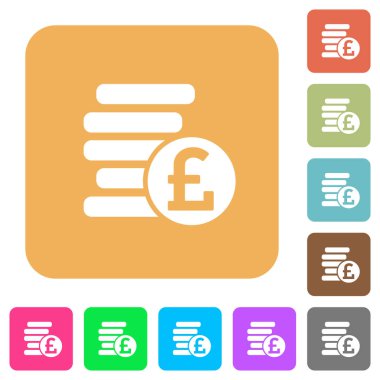 Pound paralar yuvarlak kare düz simgeler