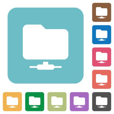 Ağ klasörü yuvarlak kare düz simgeler