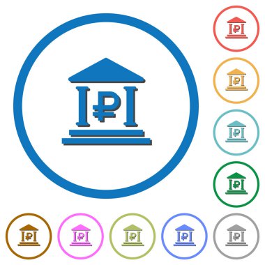 Gölgeler ve anahatları ile Rublesi banka office simgeleri