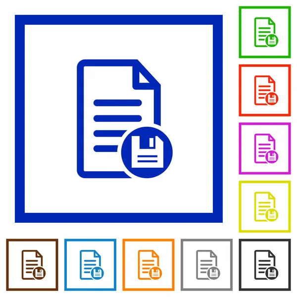 Enregistrer le document des icônes encadrées plates — Image vectorielle