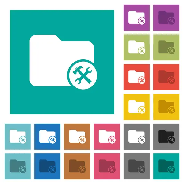 Herramientas de directorio cuadrados planos iconos multicolores — Vector de stock