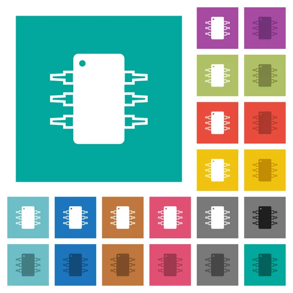 Integrerad krets torget platta multi färgade ikoner — Stock vektor