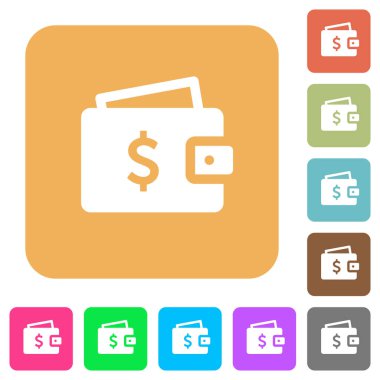 Doları cüzdan yuvarlak kare düz simgeler