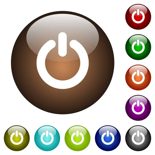Power switch color glass buttons — Stock Vector