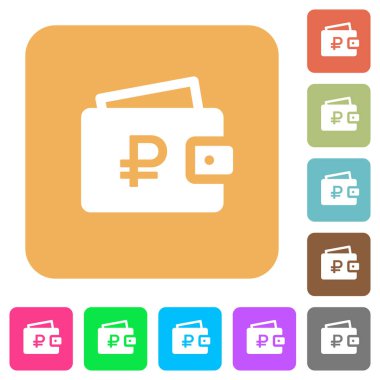 Rublesi cüzdan yuvarlak kare düz simgeler