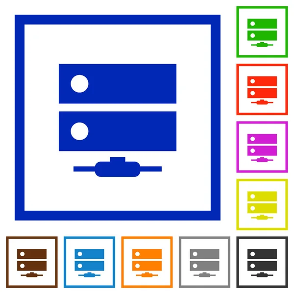 Nätverk enhet platt inramade ikoner — Stock vektor