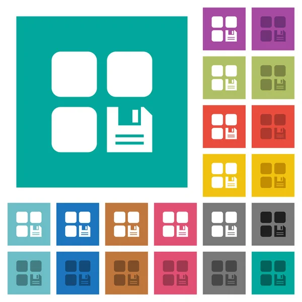 Guardar componentes cuadrados planos iconos multicolores — Archivo Imágenes Vectoriales