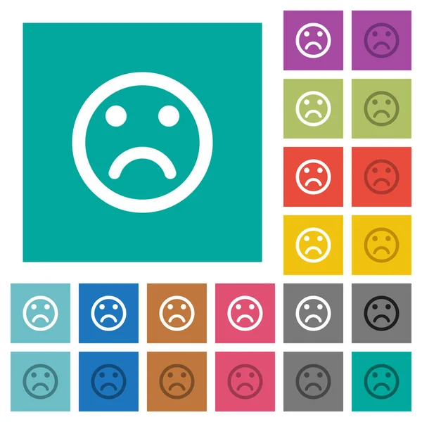 Emoticon triste quadrado ícones de várias cores —  Vetores de Stock