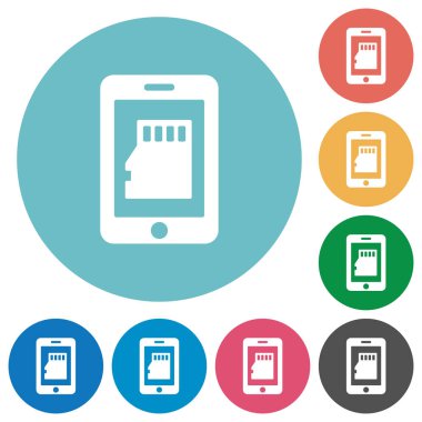 Akıllı telefon hafıza kartı düz yuvarlak simgeler