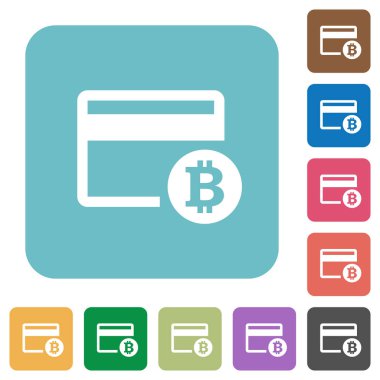Bitcoin kredi kartı yuvarlak kare düz simgeler