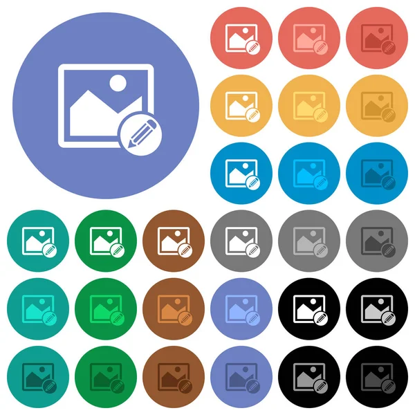 Modifica immagine rotondo piatto multi icone colorate — Vettoriale Stock