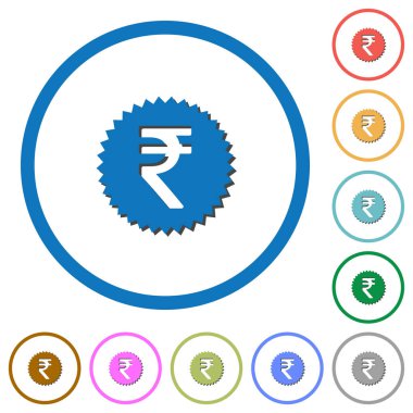 Hindistan Rupisi etiket simgelerle gölgeler ve anahatlar