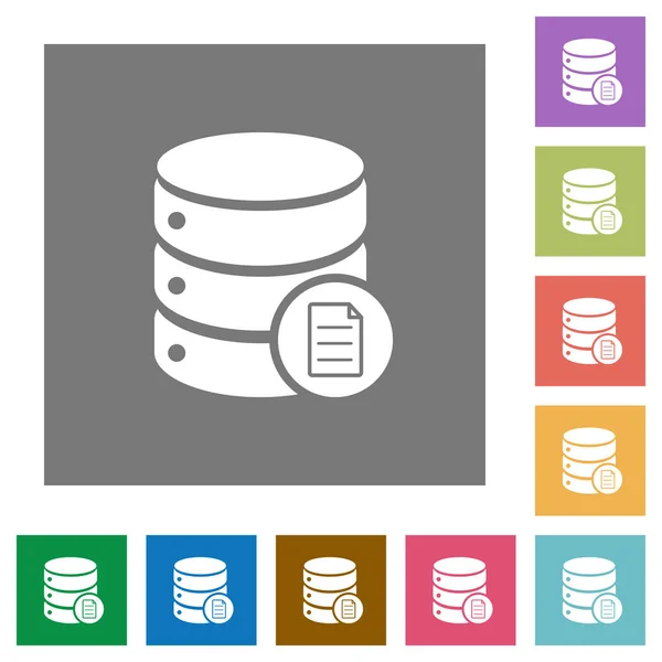 Database properties square flat icons — Stock Vector