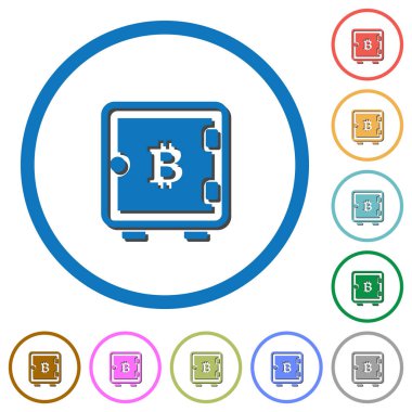 Bitcoin güçlü bir kutu simgelerle gölgeler ve anahatlar