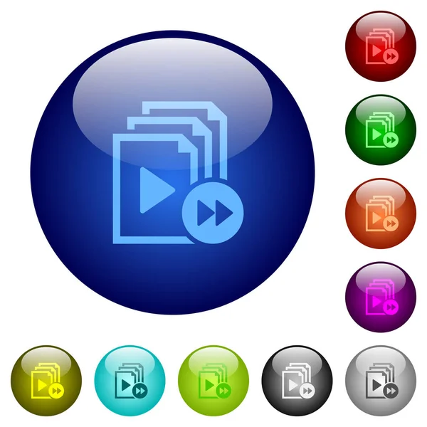 Playlist fast forward color glass buttons — Stock Vector