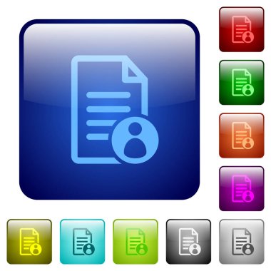 Belge sahibi renkli kare düğmeler