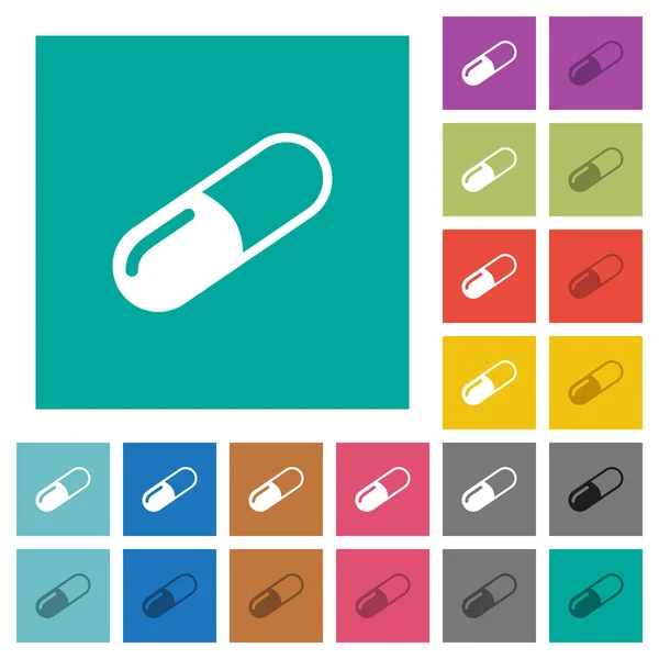 Pillola quadrata multi icone colorate piatte — Vettoriale Stock