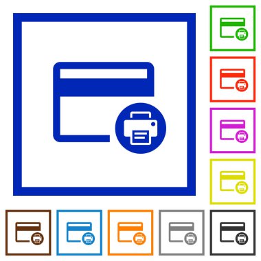 Kredi kartı yazdırmak kayıt düz çerçeveli simgeler