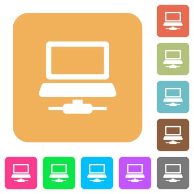 Ağ bilgisayarı yuvarlak kare düz simgeler