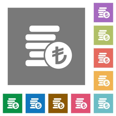 Türk Lirası paraları düz simgeler kare