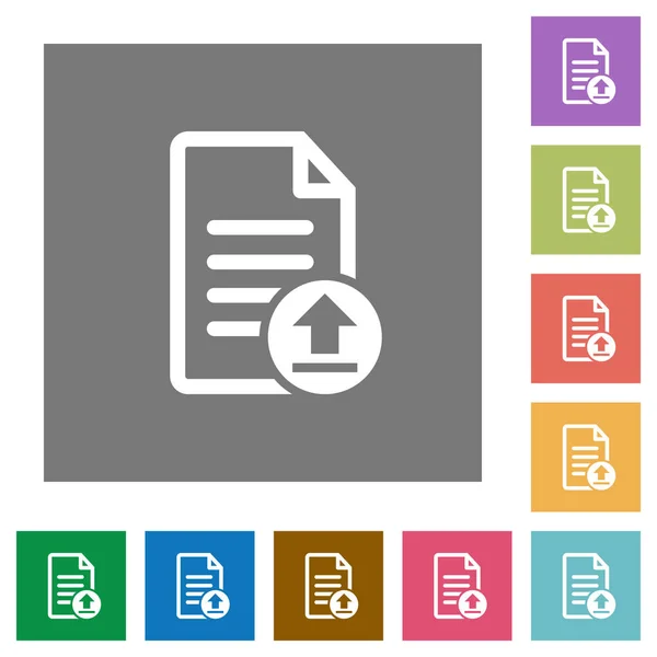 Subir documento iconos planos cuadrados — Vector de stock