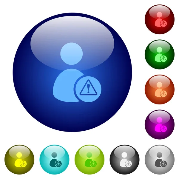 Conta de usuário botões de vidro de cor de aviso — Vetor de Stock
