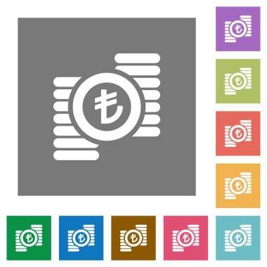 Türk Lirası paraları düz simgeler kare