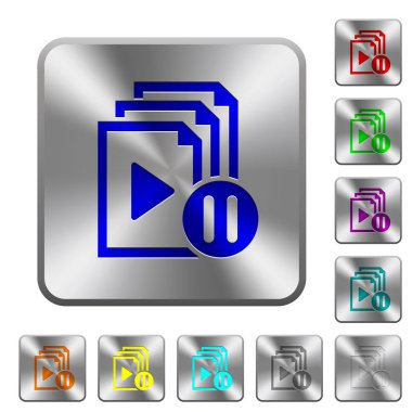 Kare çelik düğmeleri Duraklat playlist yuvarlak