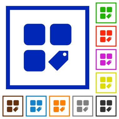 Etiketi bileşeni düz çerçeveli simgeler