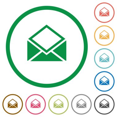 Anahatları ile açık posta düz simgeler