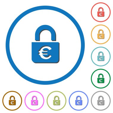 Gölgeler ve anahatları ile kilitli Euro simgeleri