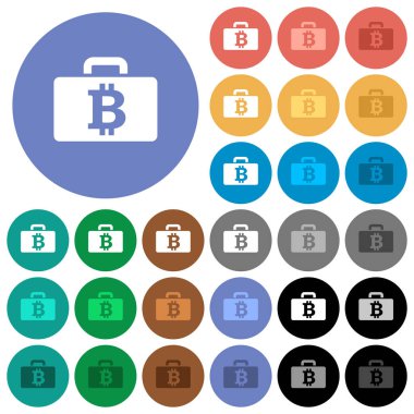 Bitcoin çanta düz çok yuvarlak simgeler renkte