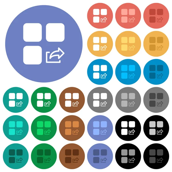 Componente de exportação redondo ícones planos multi coloridos — Vetor de Stock