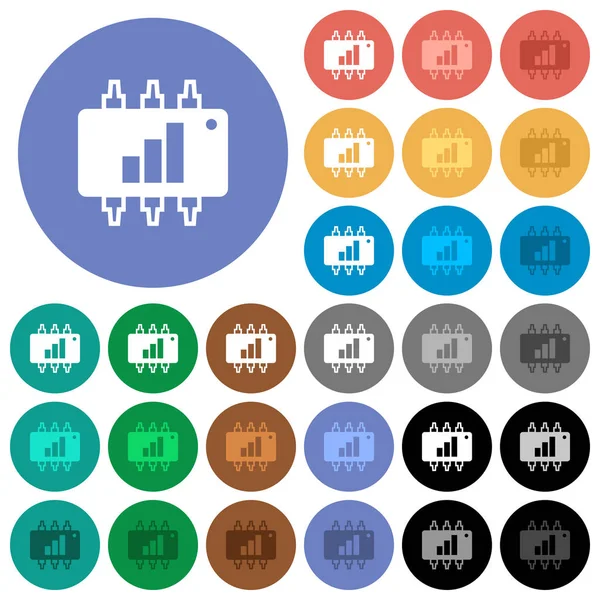 Hardwareversnelling ronde platte multi gekleurde pictogrammen — Stockvector
