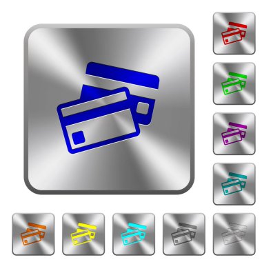 Kredi kartları yuvarlak kare çelik düğmeleri