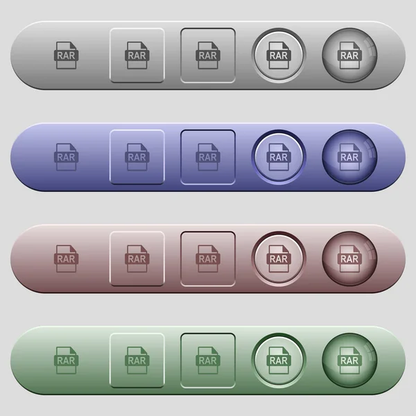 Icônes de format de fichier RAR sur les barres de menu horizontales — Image vectorielle