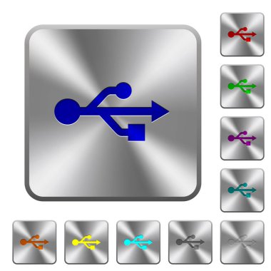 USB bağlantı yuvarlak kare çelik düğmeleri