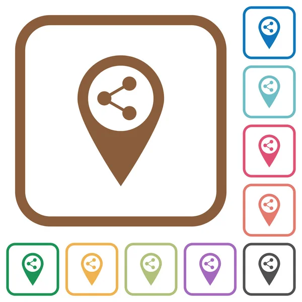 Partager la position de la carte GPS icônes simples — Image vectorielle