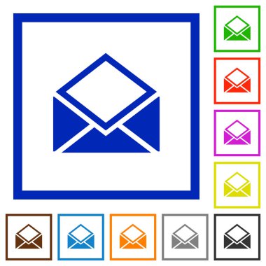 Açık posta düz çerçeveli simgeler