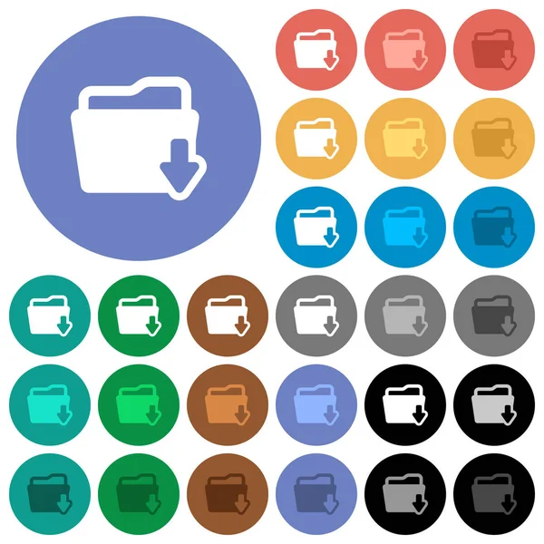 Downloadmap ronde platte multi gekleurde pictogrammen — Stockvector