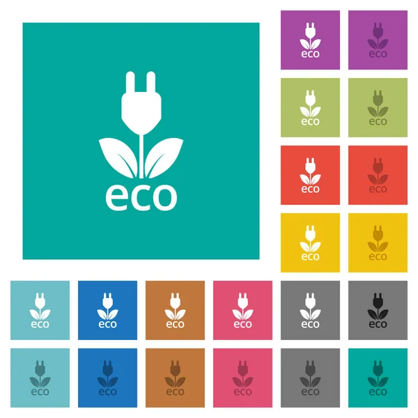 Eco energia quadrado plana multi ícones coloridos — Vetor de Stock