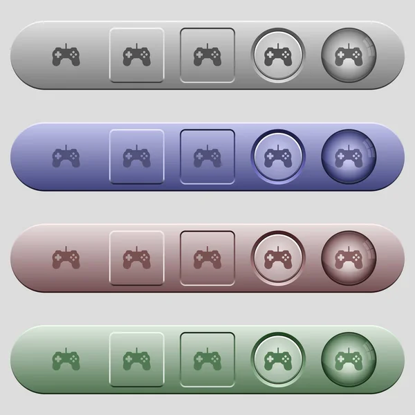 Game controller icons on horizontal menu bars — Stock Vector