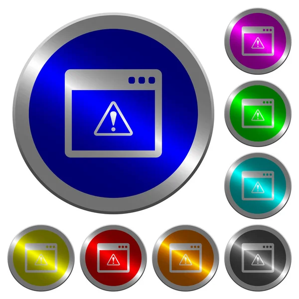 Alkalmazás figyelmeztetés fényes érme-, mint kör színes gombok — Stock Vector