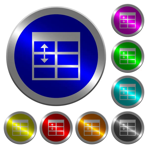 Feuille de calcul ajuster la hauteur de la rangée de table lumineux boutons de couleur ronds en forme de pièce — Image vectorielle