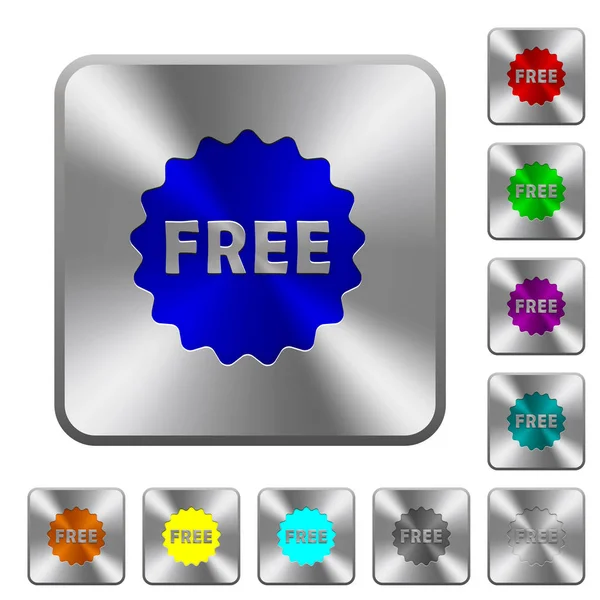 Free sticker rounded square steel buttons — Stock Vector