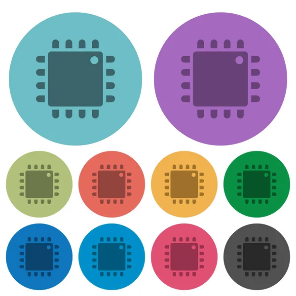 Computer processor kleur donkerder plat pictogrammen — Stockvector