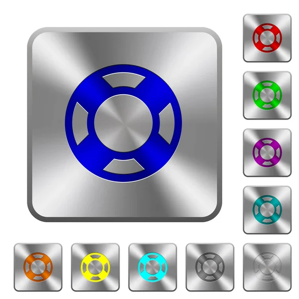 Salvavidas redondeado botones cuadrados de acero — Vector de stock