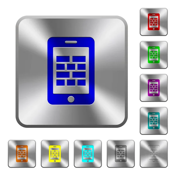 Smartphone firewall redondeado botones cuadrados de acero — Archivo Imágenes Vectoriales